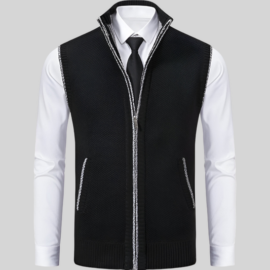 Men's Sweater Vest Wool Blend Zip-Up Modern Style 1