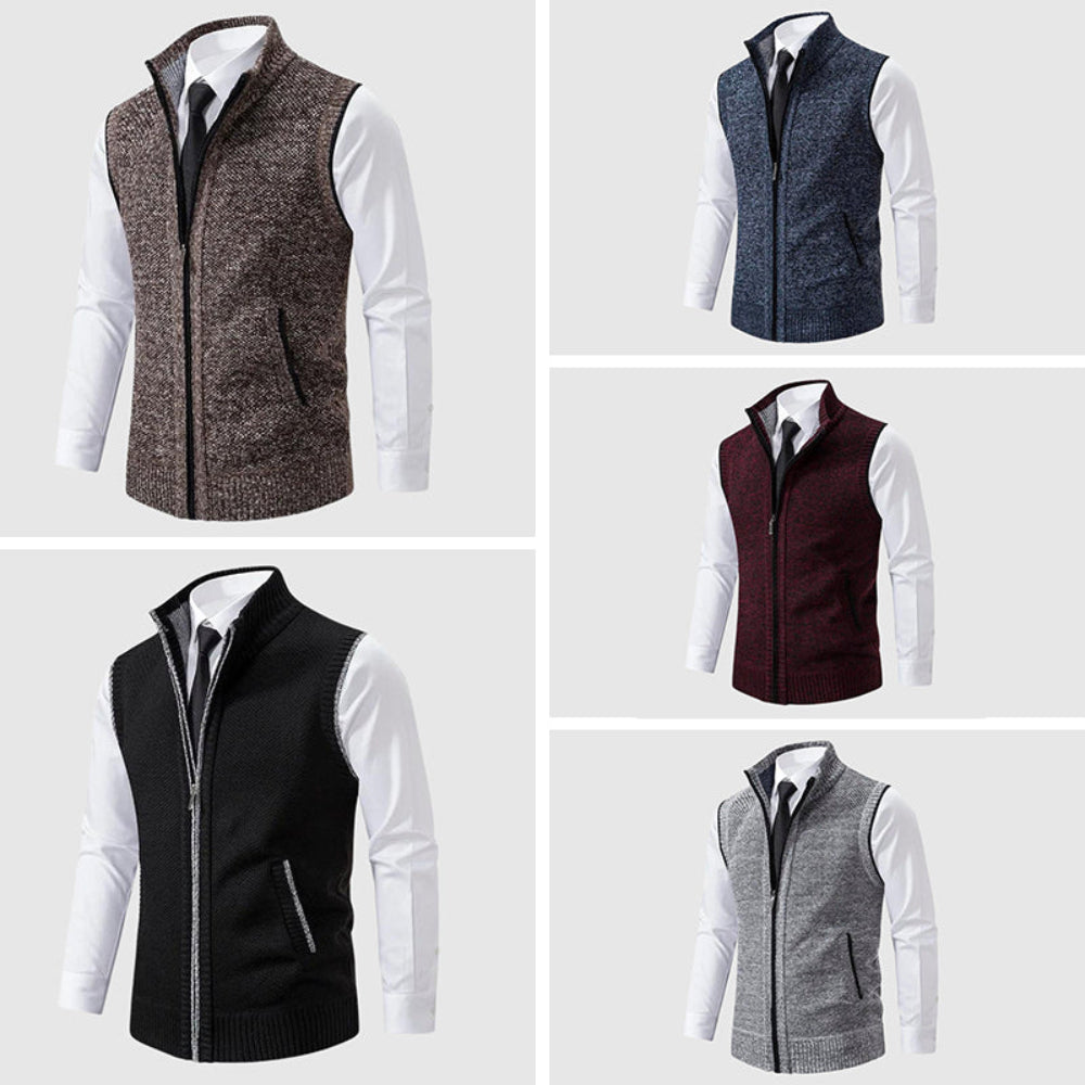 Men's Sweater Vest Wool Blend Zip-Up Modern Style 11
