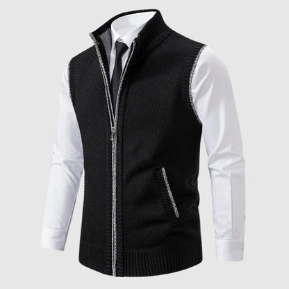 Men's Sweater Vest Wool Blend Zip-Up Modern Style 2