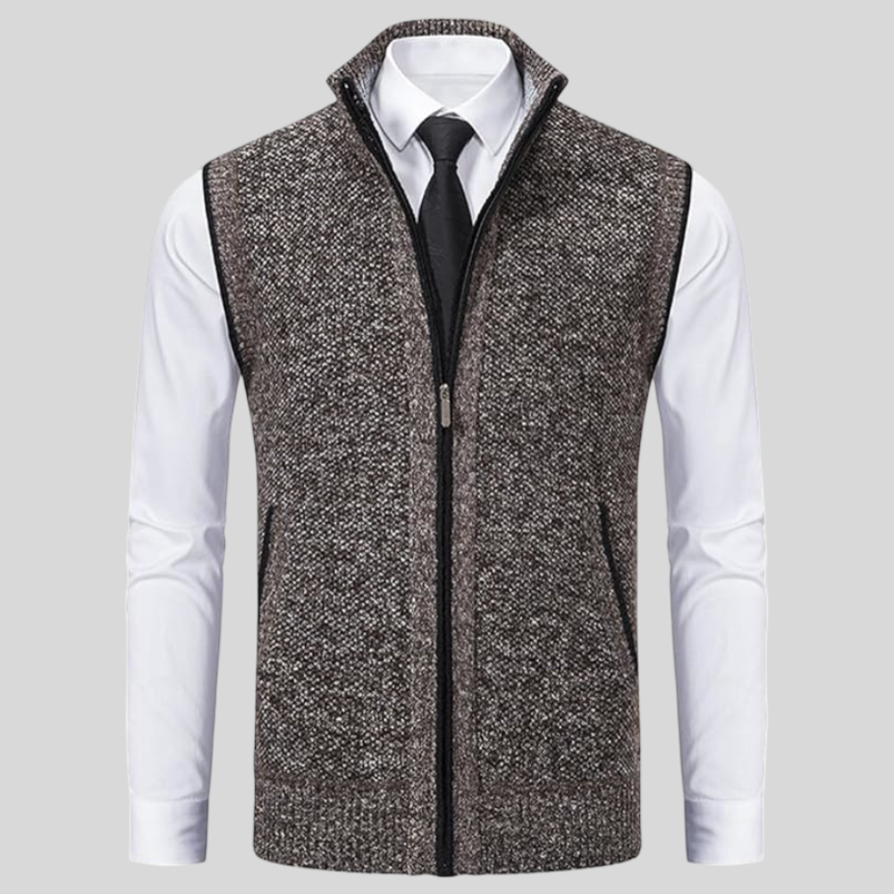 Men's Sweater Vest Wool Blend Zip-Up Modern Style 3
