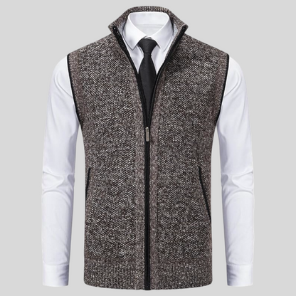 Men's Sweater Vest Wool Blend Zip-Up Modern Style 3