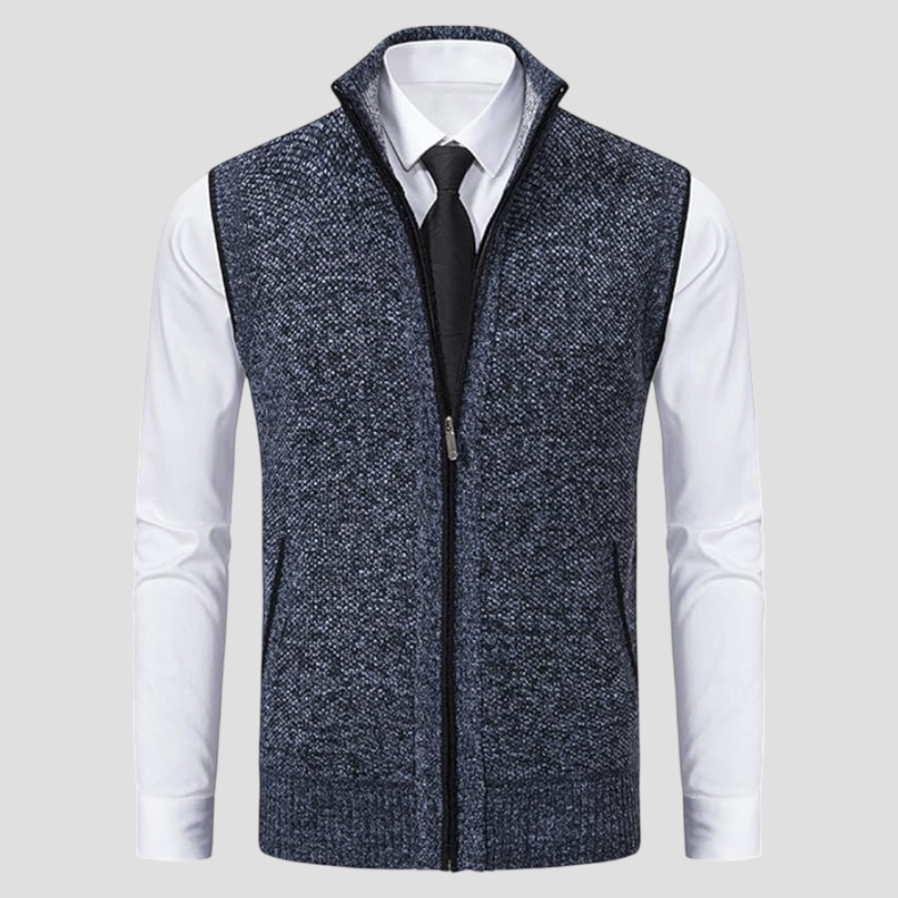 Men's Sweater Vest Wool Blend Zip-Up Modern Style 5