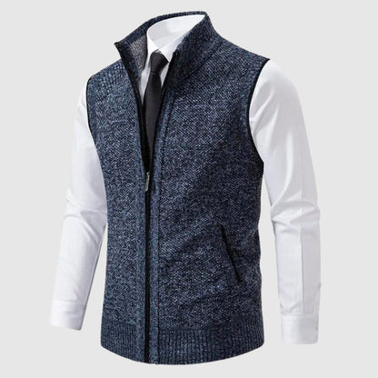 Men's Sweater Vest Wool Blend Zip-Up Modern Style 6