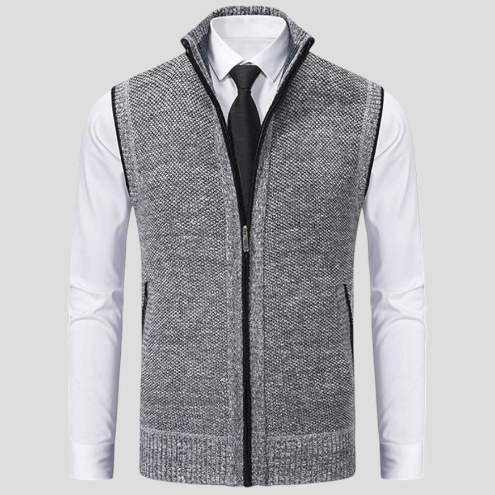 Men's Sweater Vest Wool Blend Zip-Up Modern Style 7