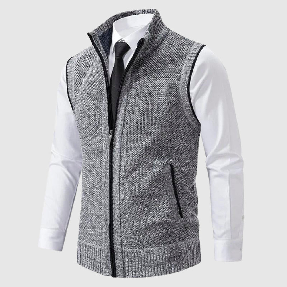 Men's Sweater Vest Wool Blend Zip-Up Modern Style 8