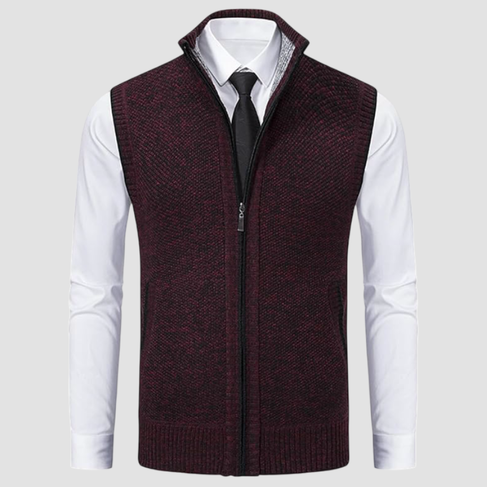 Men's Sweater Vest Wool Blend Zip-Up Modern Style 9