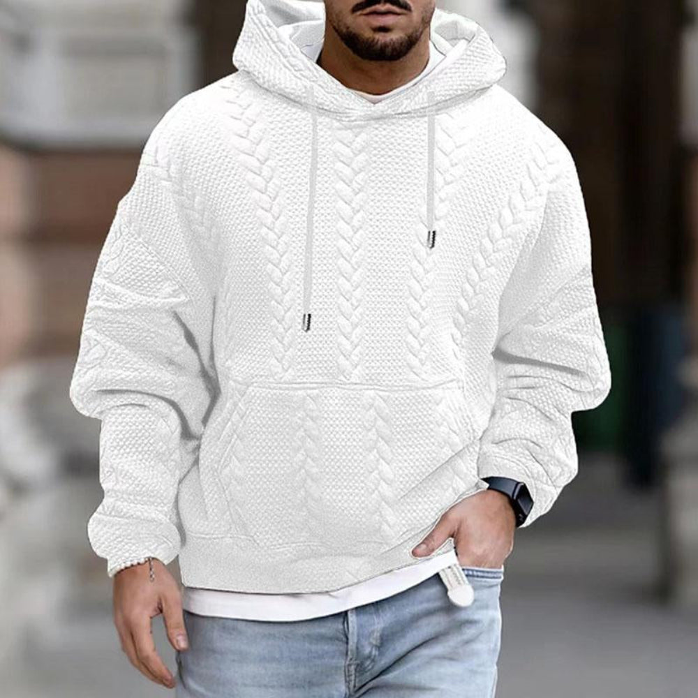 Men's Textured Cable Knit Hoodie - Chunky Pullover