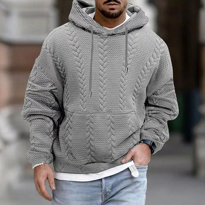 Men's Textured Cable Knit Hoodie - Chunky Pullover