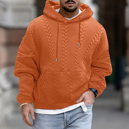 Men's Textured Cable Knit Hoodie - Chunky Pullover