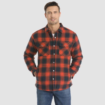 Men's Winter Jacket Fleece-Lined Checked Coat Warm Outerwear 1