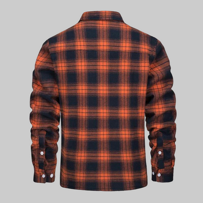 Men's Winter Jacket Fleece-Lined Checked Coat Warm Outerwear 4
