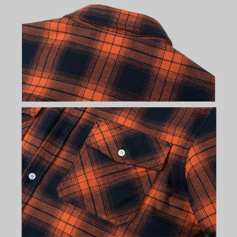 Men's Winter Jacket Fleece-Lined Checked Coat Warm Outerwear 5