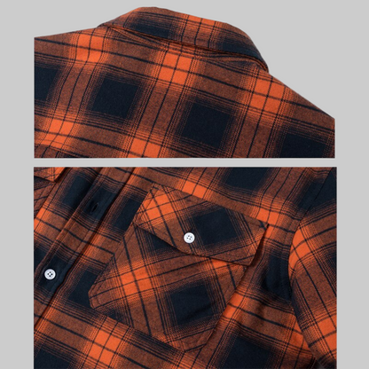 Men's Winter Jacket Fleece-Lined Checked Coat Warm Outerwear 5