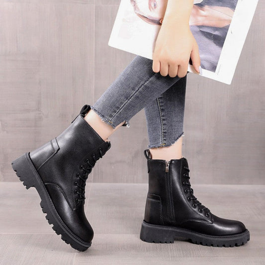 Men’s Winter Warm Combat Boots - Lace Up Fur Lined