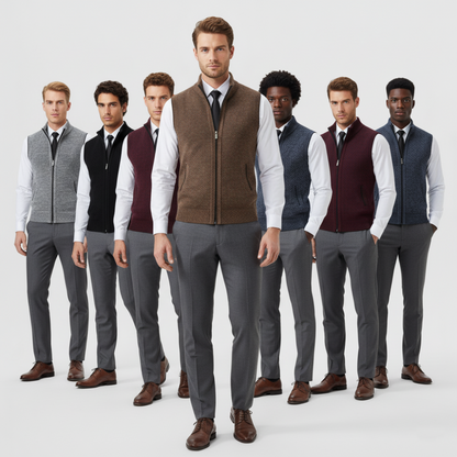Men's Zip Up Sleeveless Sweater Vest - Knit Cardigan
