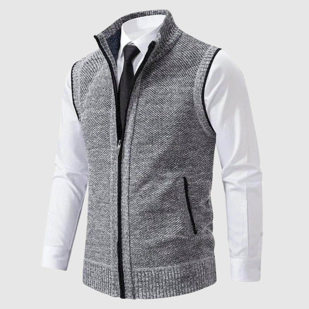 Men's Zip Up Sleeveless Sweater Vest - Knit Cardigan