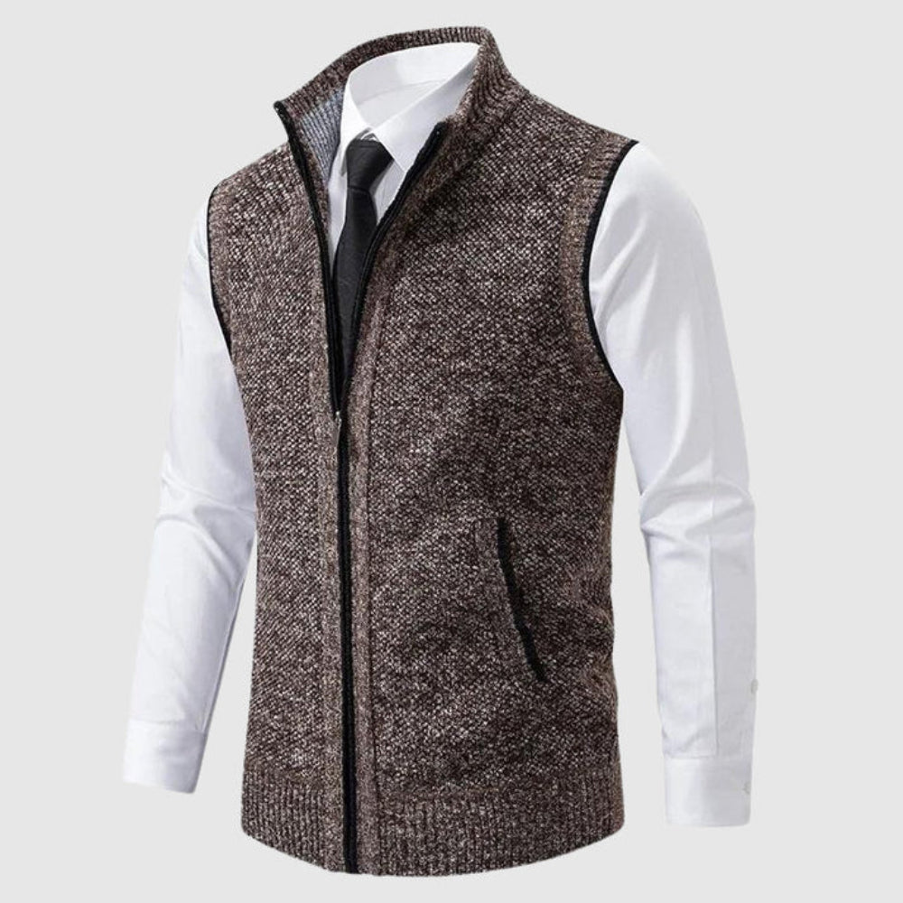 Men's Zip Up Sleeveless Sweater Vest - Knit Cardigan