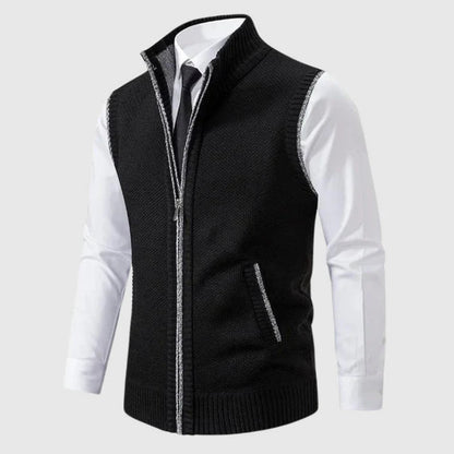 Men's Zip Up Sleeveless Sweater Vest - Knit Cardigan
