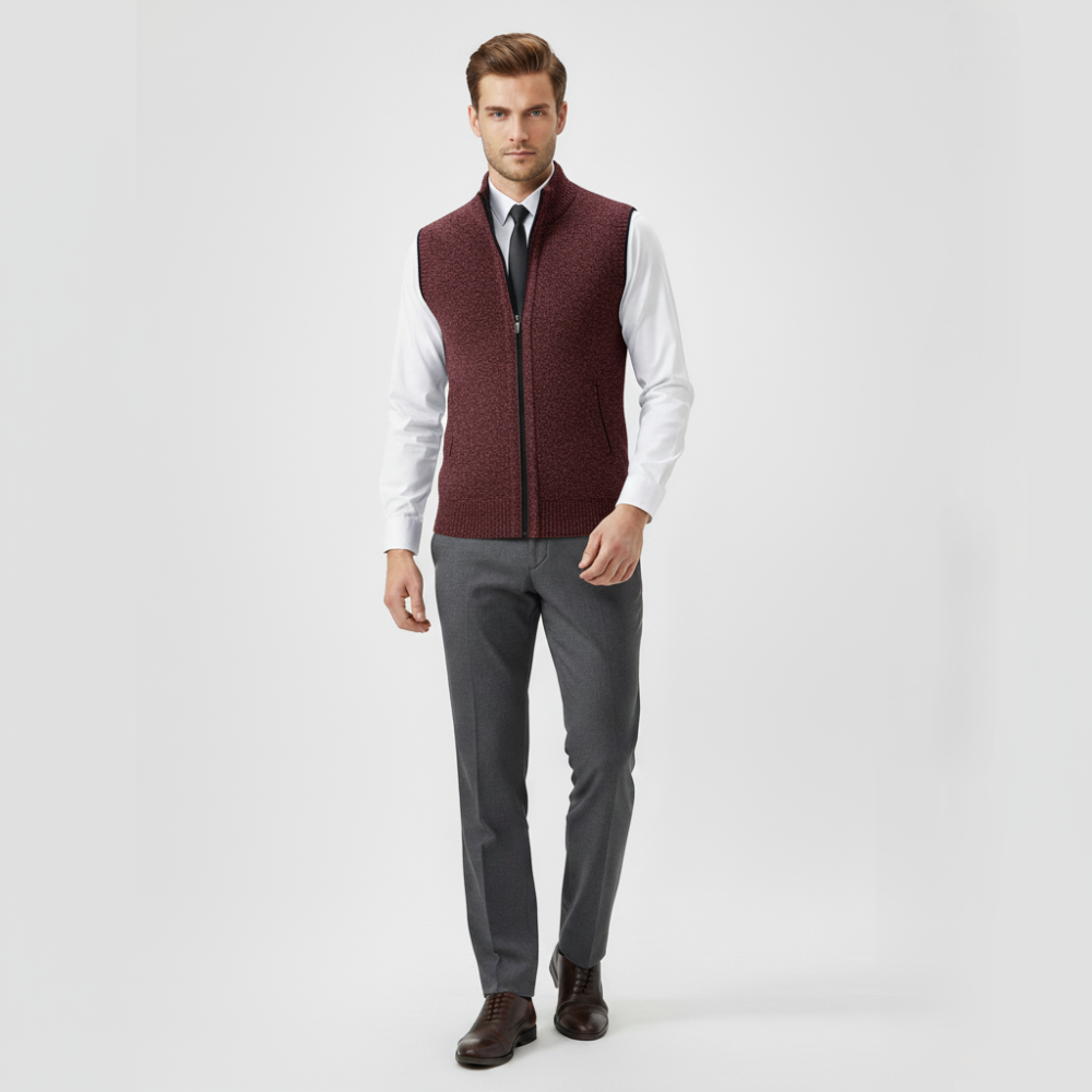 Men's Zip Up Sleeveless Sweater Vest - Knit Cardigan