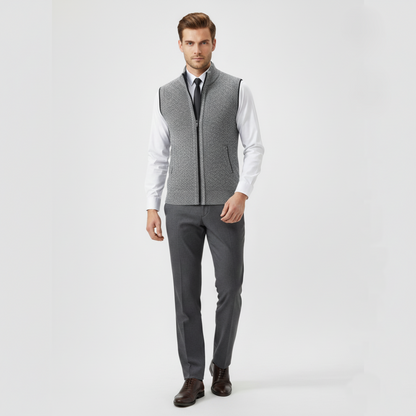 Men's Zip Up Sleeveless Sweater Vest - Knit Cardigan