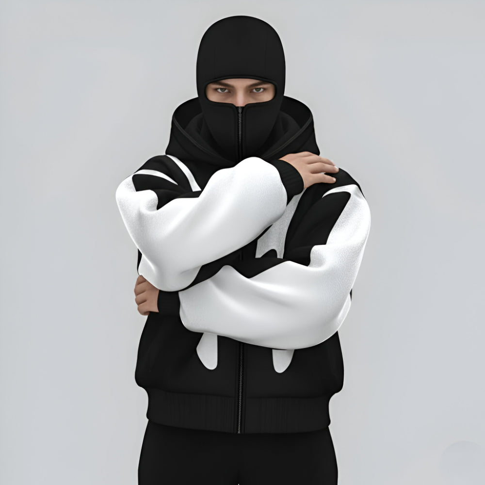 Men’s Oversized Full Zip Hoodie – Techwear Balaclava