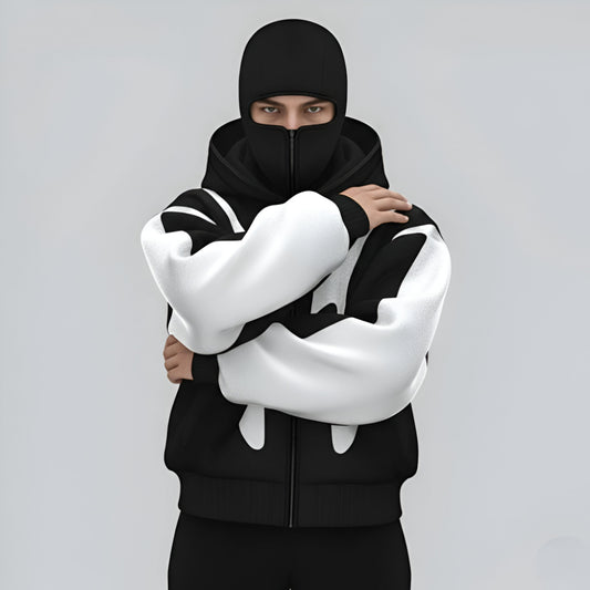 Men’s Oversized Full Zip Hoodie – Techwear Balaclava