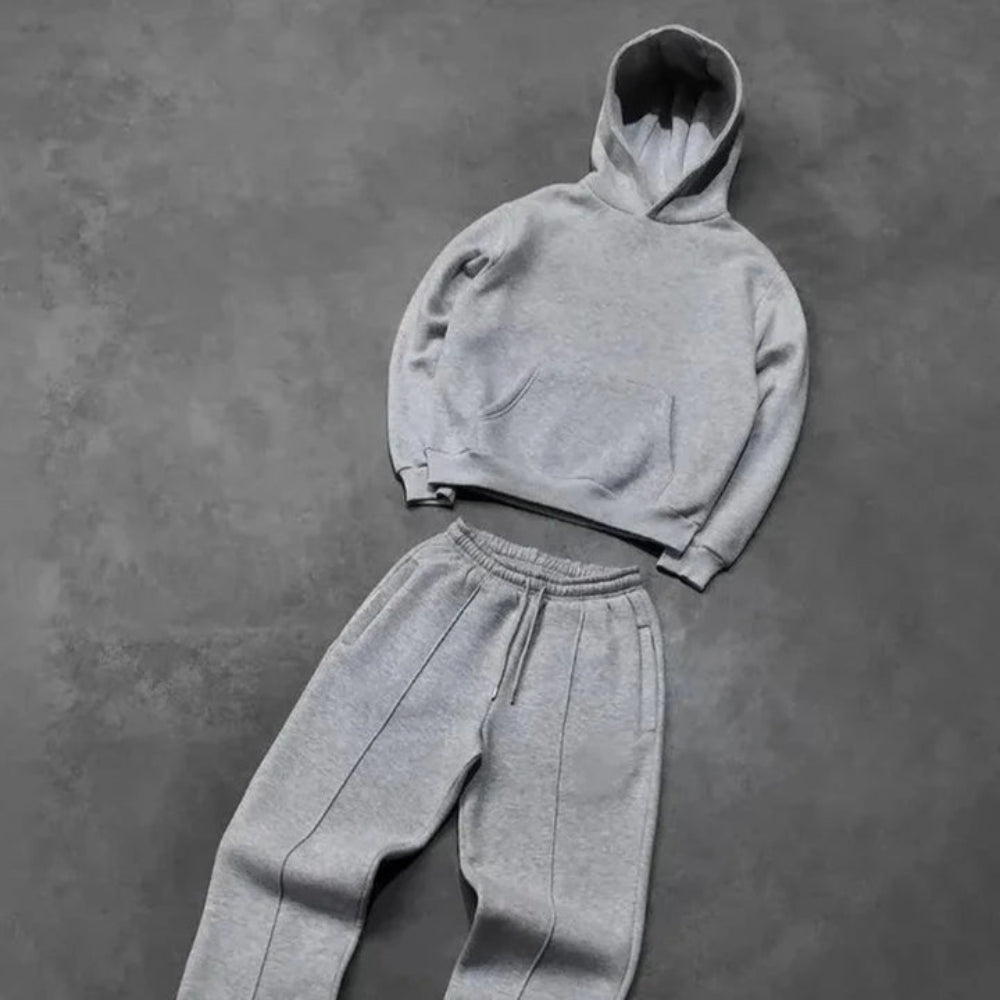 Men's Cropped Hoodie Tracksuit Set - Oversized Loungewear