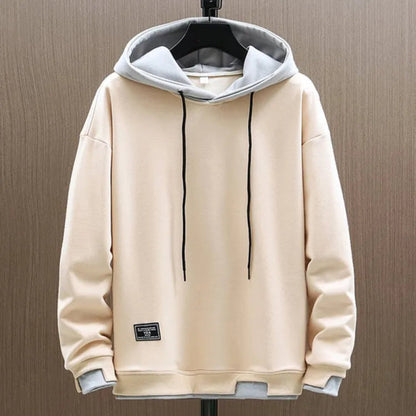 Men's Oversized Pullover Hoodie - Drawstring Contrast