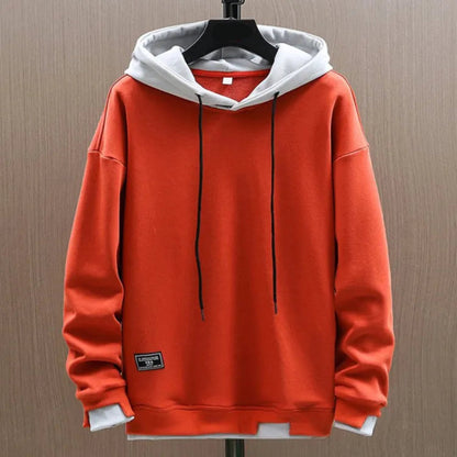 Men's Oversized Pullover Hoodie - Drawstring Contrast