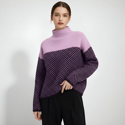 Women Oversized Turtleneck Knit Sweater – Warm Winter Jumper