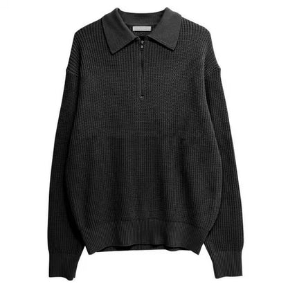 Men’s Ribbed Zip Up Sweater | Long Sleeve Collared Knitwear
