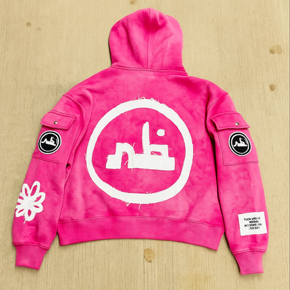 Oversized Logo Pullover Hoodie - Long Sleeve Sweatshirt