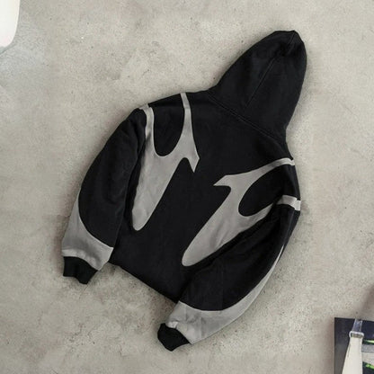 Streetwear Graphic Zip Up Hoodie - Urban Contrast Design
