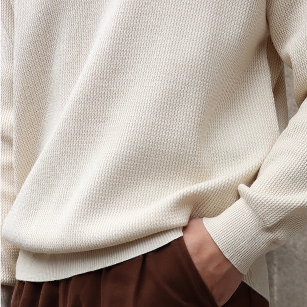 Men's Textured Knit Polo Jumper | Long Sleeve Smart Casual Fit