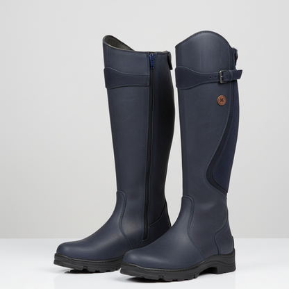 Women's Knee High Boots - Low Heel Zipper Buckle Shoes