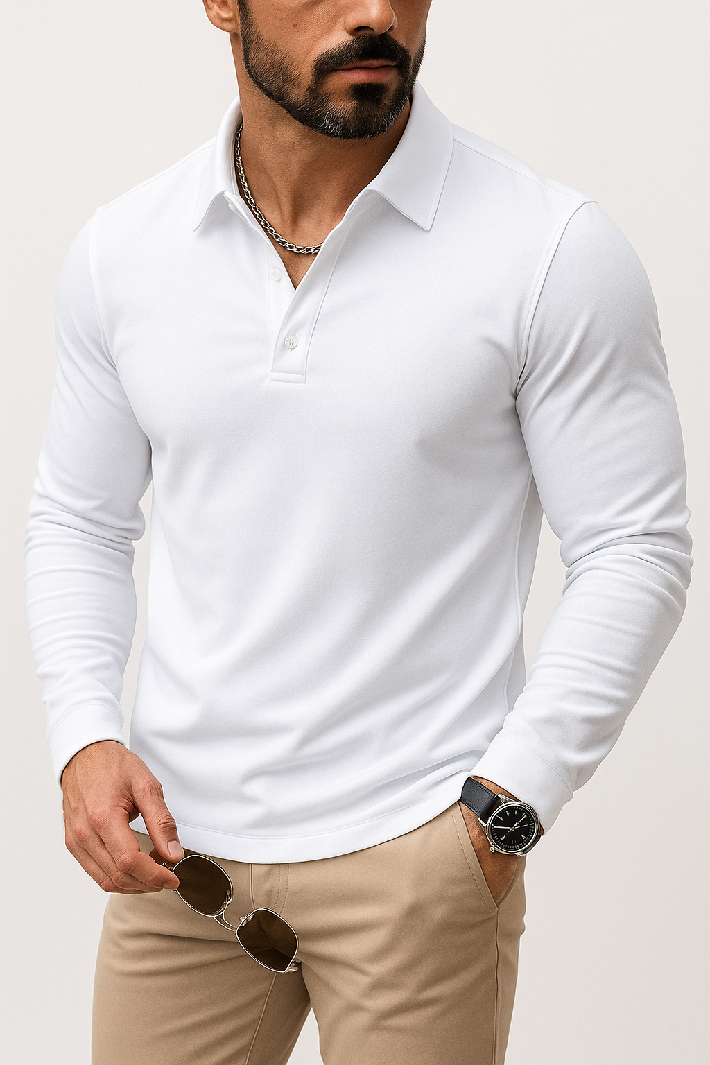 Men’s Casual Long Sleeve Shirt | Polo, Slim Fit