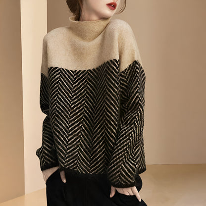 Women Oversized Turtleneck Knit Sweater – Warm Winter Jumper