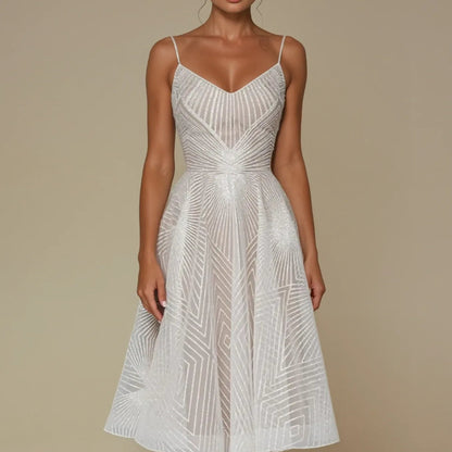 Women Elegant Sequin Formal Dress - Spaghetti Strap Maxi