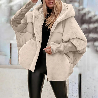 Women's Oversized Faux Fur Winter Coat - Hooded Warm Jacket