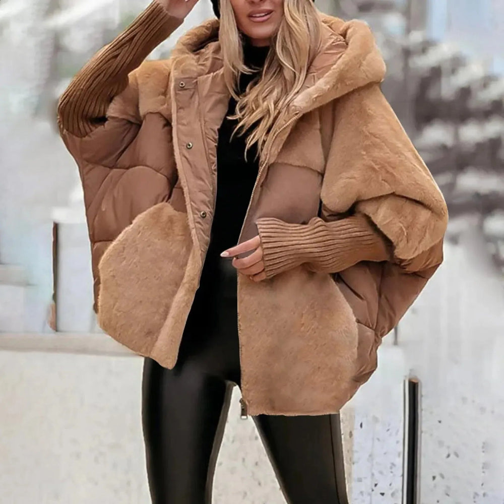 Women's Oversized Faux Fur Winter Coat - Hooded Warm Jacket