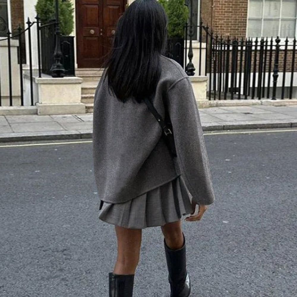 Women Oversized Wool Coat | Double Breasted Smart Casual Jacket