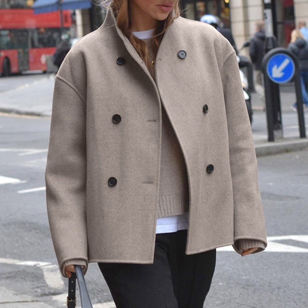 Women Oversized Wool Coat | Double Breasted Smart Casual Jacket