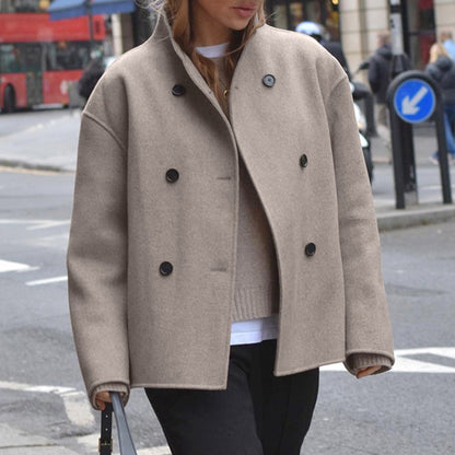 Women Oversized Wool Coat | Double Breasted Smart Casual Jacket