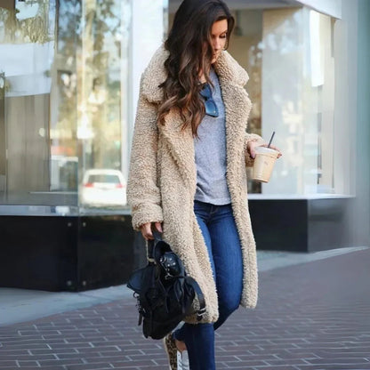 Women Warm Teddy Winter Coat - Long Plush Faux Fur Jacket