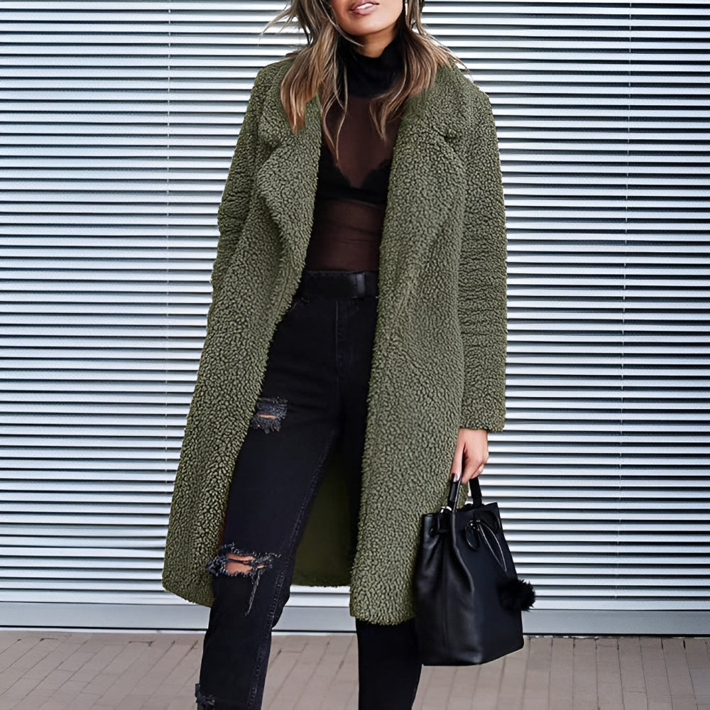 Women Warm Teddy Winter Coat - Long Plush Faux Fur Jacket