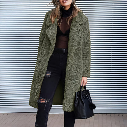 Women Warm Teddy Winter Coat - Long Plush Faux Fur Jacket