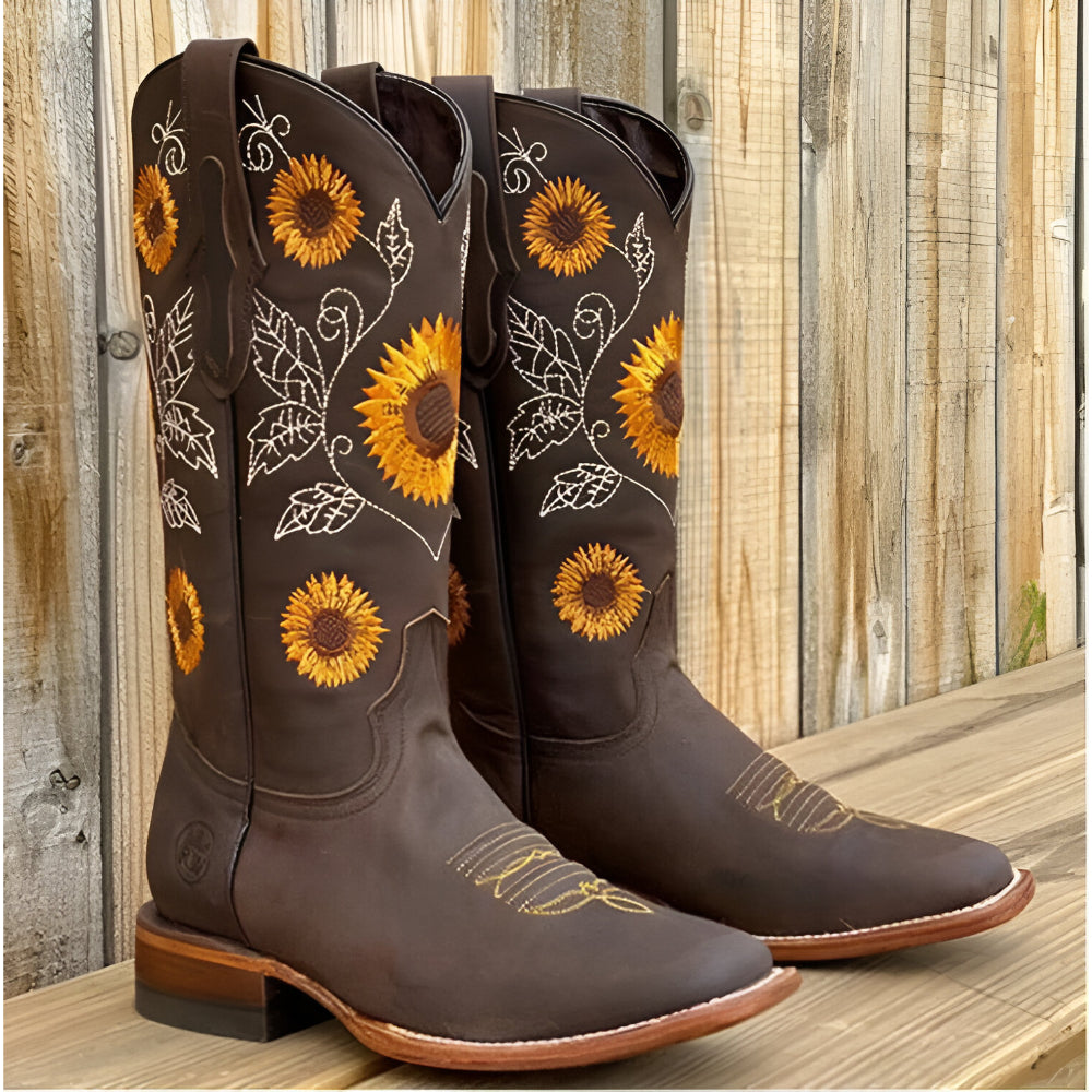 Women’s Embroidered Knee High Cowboy Boots – Bohemian Comfortable Fit