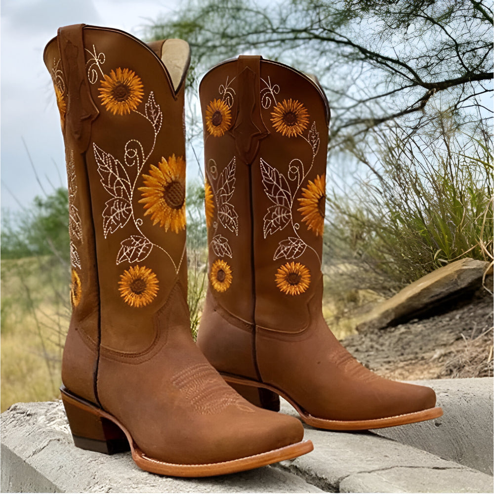 Women’s Embroidered Knee High Cowboy Boots – Bohemian Comfortable Fit