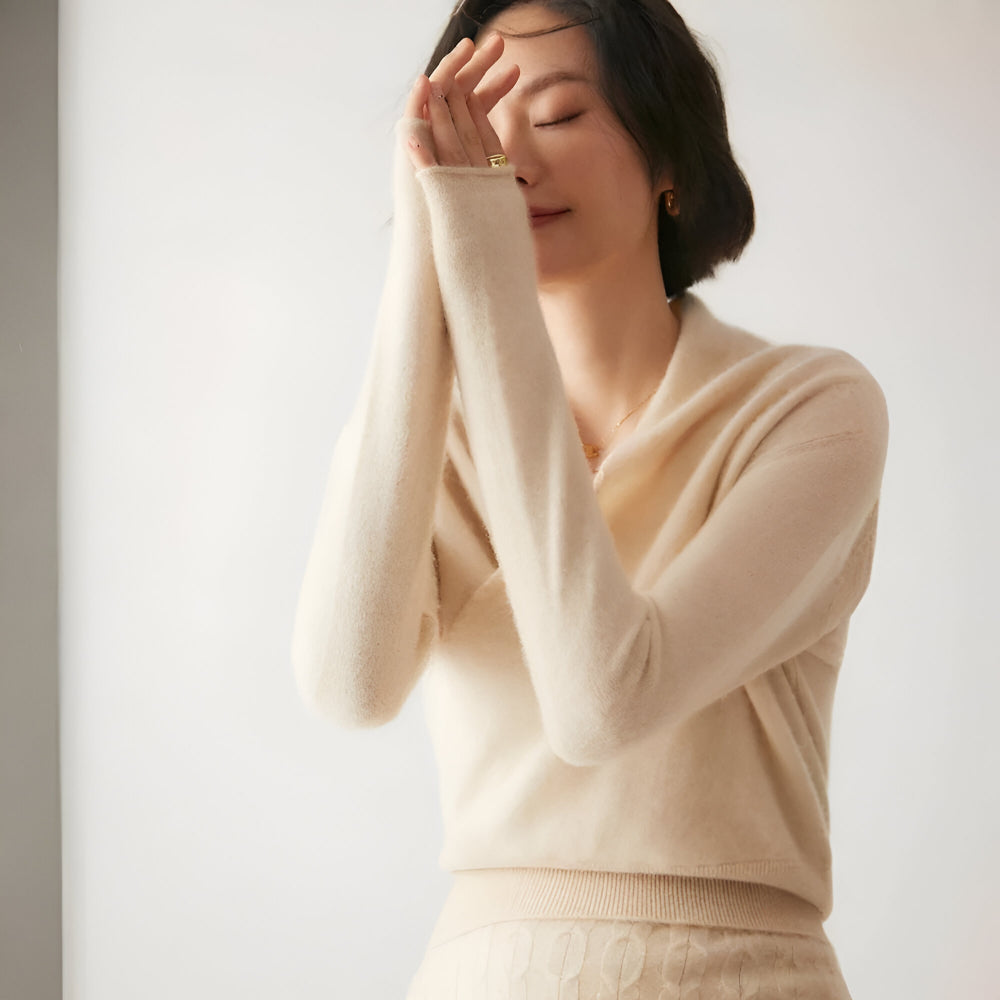 Women's Cashmere Wrap Sweater – Long Sleeve Knitwear