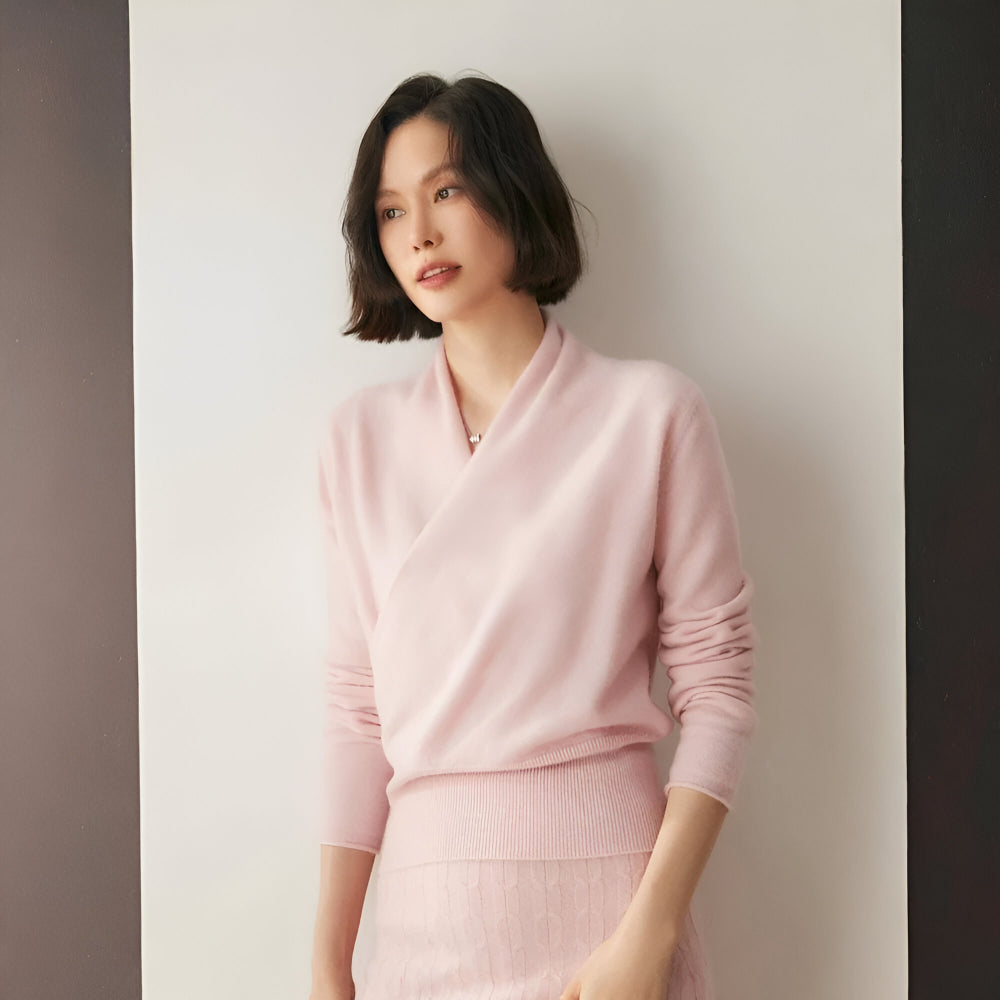 Women's Cashmere Wrap Sweater – Long Sleeve Knitwear